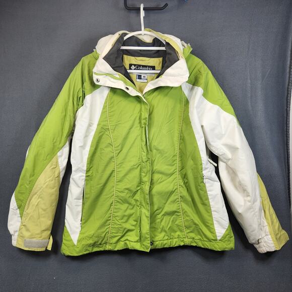 Columbia Womens Coat Parka XL Omni Tech Core Interchange Brat Green White - Picture 1 of 16